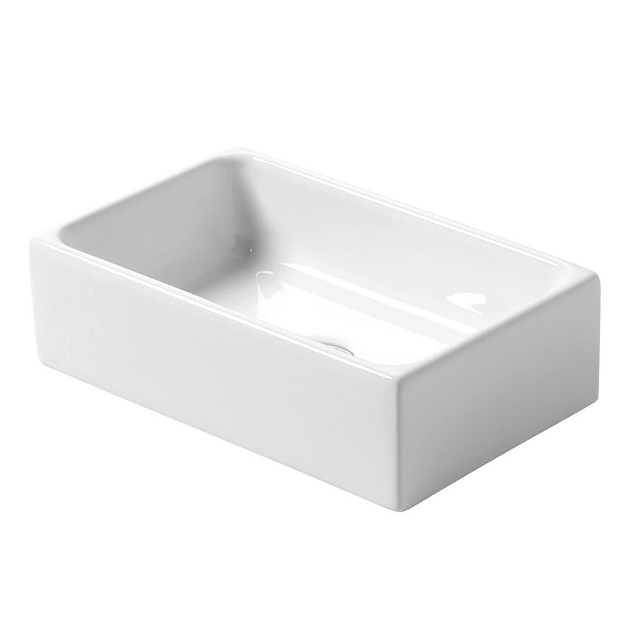 Små handfat i smart design till den smala badrummet.
