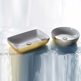Elite tvättställ för bänkskiva i guld och silver