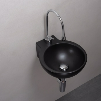 Tvättställ i Runda väggmonterad design svart tvättställ från Italien