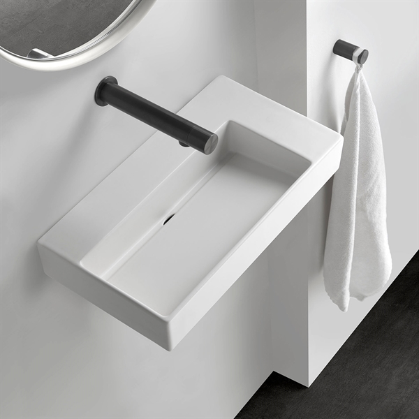  Unplug Stand Mini H - Litet tvättställ 25 x 45,5 cm med sidohylla i vitt porslin