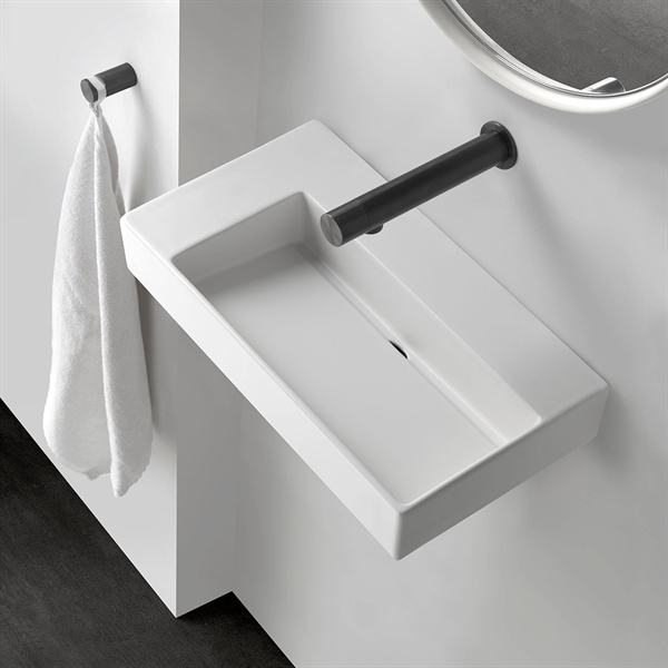  Unplug Stand Mini V Matt vitt - Litet tvättställ 25 x 45,5 cm med sidohylla i Matt vitt porslin