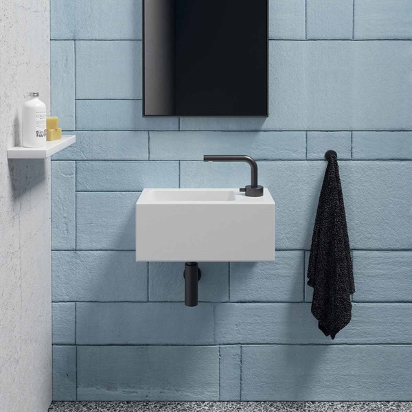 Rectangolare Mini - Litet tvättställ för vägg 40x20cm. med bräddavlopp
