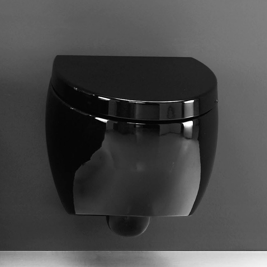 Vägghängd svart toalett Ovale utan spolkant