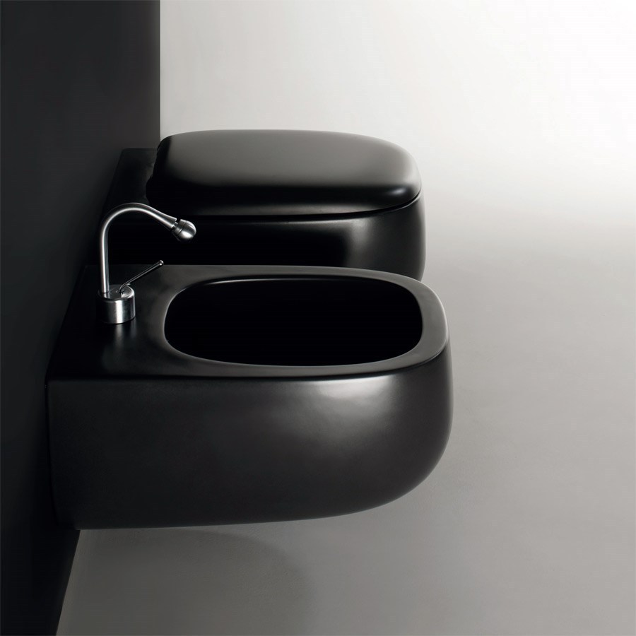 Vägghängd svart toalett Seed i porslin och vacker design