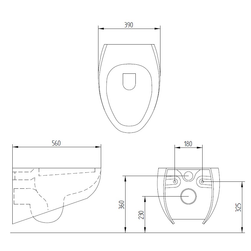 Tegning af Ovale toilet