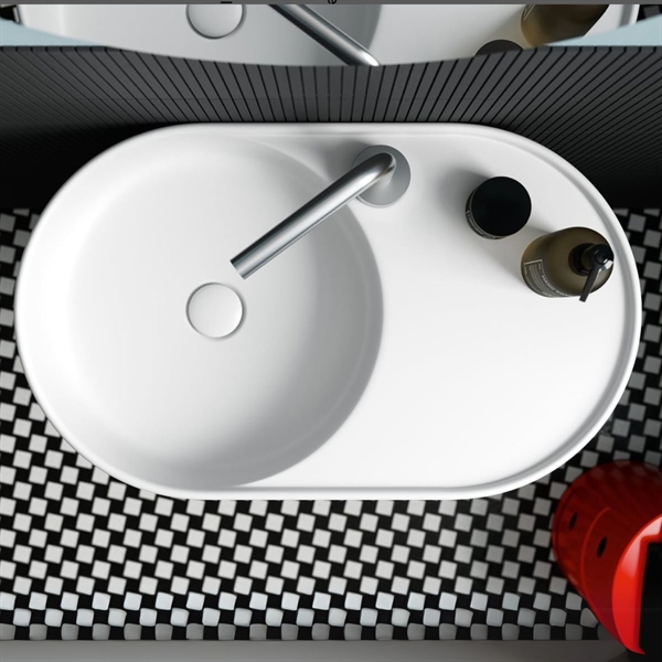 Art - Tvättställ 65 x 40 cm i matt vitt porslin