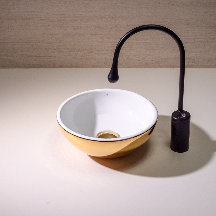 Litet tvättställ matt vitt Tondo mini för bänkskiva. Made ...